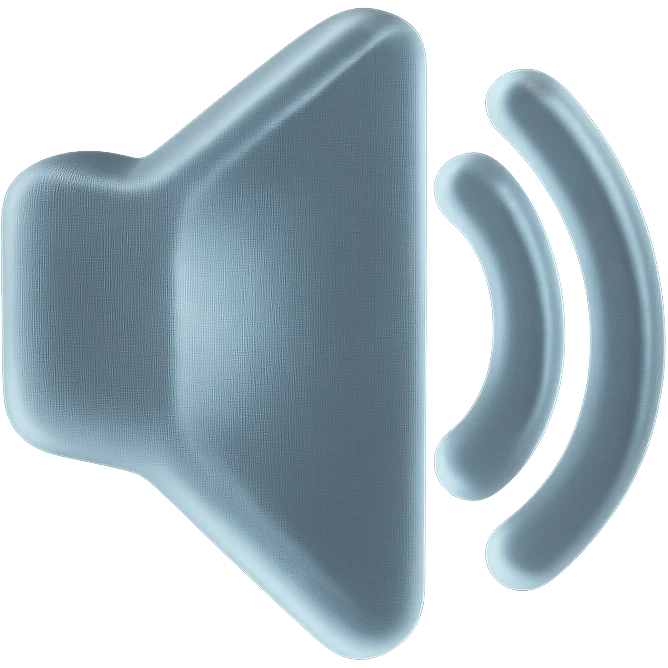 sound icon with a smooth, liquid glass finish, Apple icon style emoji