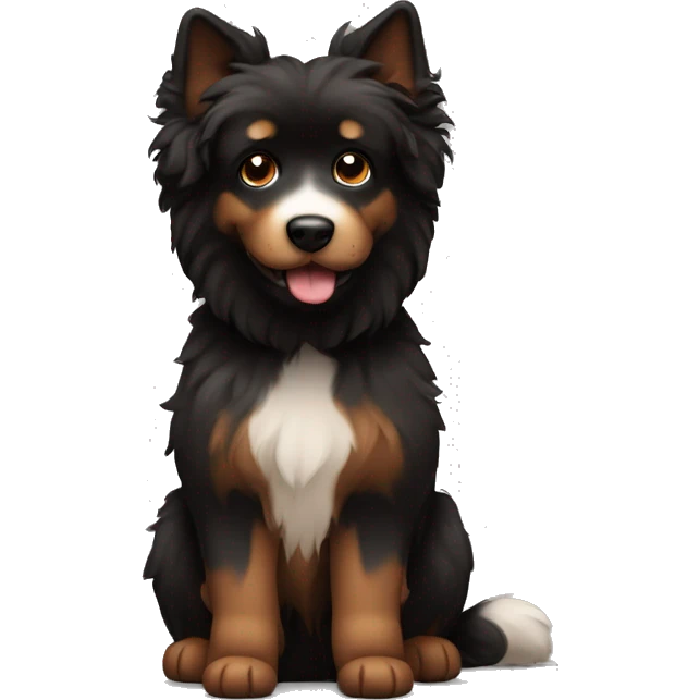 black and brown fluffy dog emoji