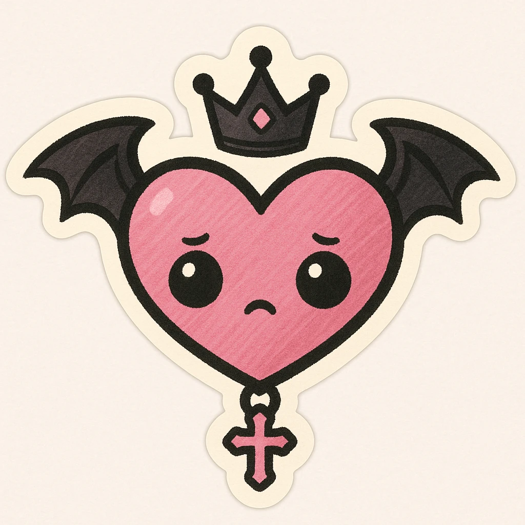 BLACKPINK-inspired gothic object, cute and expressive, black and pink theme, chibi stickers style emoji