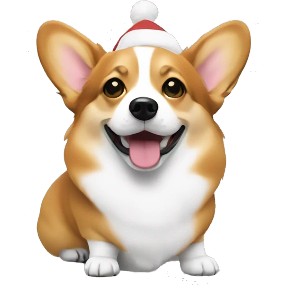 A corgi under a Christmas tree emoji