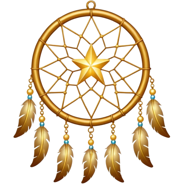 Star-shaped golden bright divine shimmering shiny sparkly glittery glowing glossy dreamcatcher  emoji