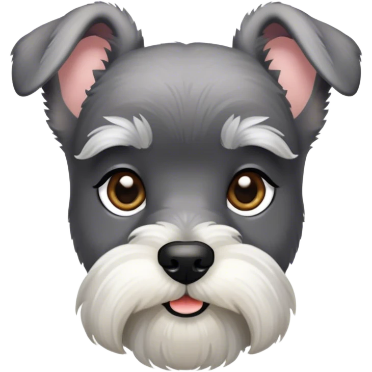 Cinematic Noble Miniature Schnauzer Portrait Emoji, Standing with a proud and stately demeanor, showcasing a sharply defined, salt-and-pepper fur with distinguished eyebrows and a confident, alert expression, simplified yet exquisitely detailed, glowing with a refined, dignified radiance, high shine, exuding intelligence and classic noble charm, soft glowing outline, capturing the essence of a noble Miniature Schnauzer that commands attention with effortless style! emoji