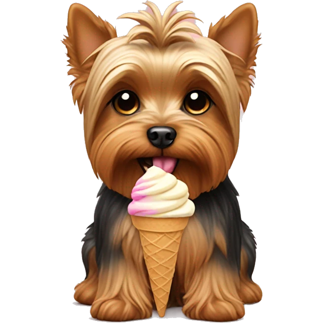 Yorkie holding ice cream emoji