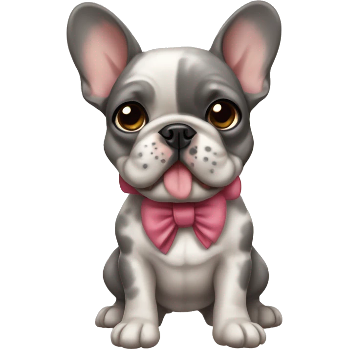 Merle French bulldog with bow  emoji
