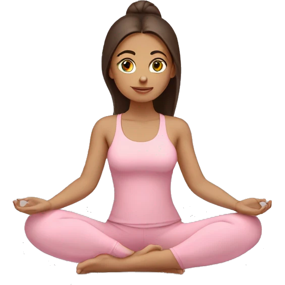 brunette yoga girl light pink clothes n emoji