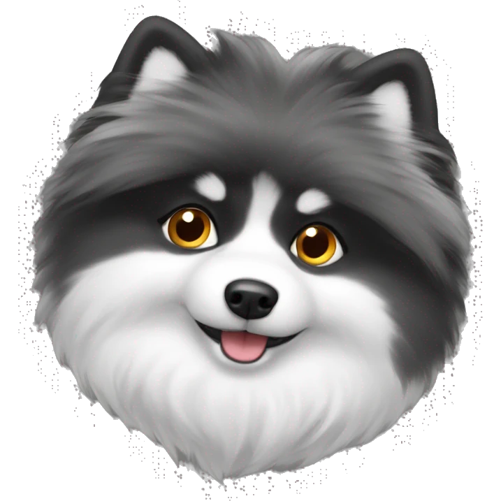 fluffy spitz black and white emoji
