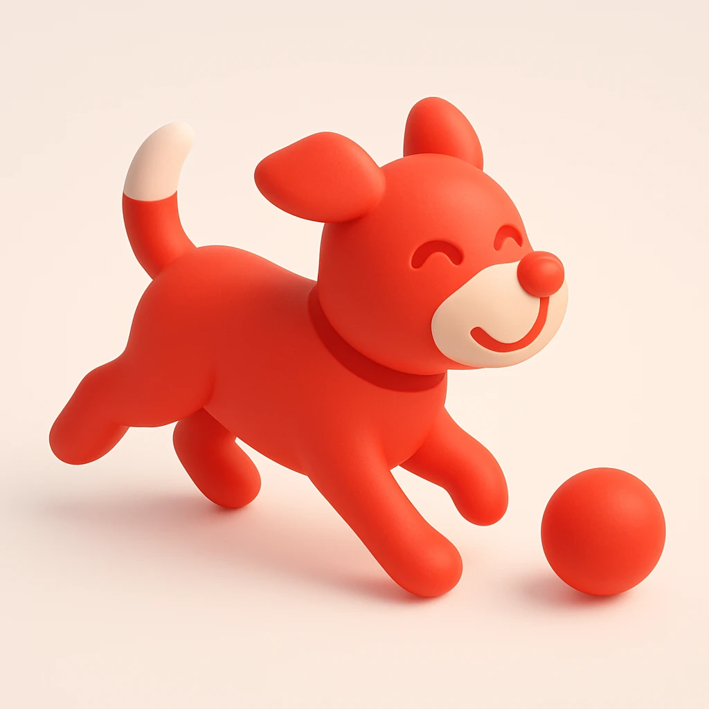 happy dog running after ball emoji