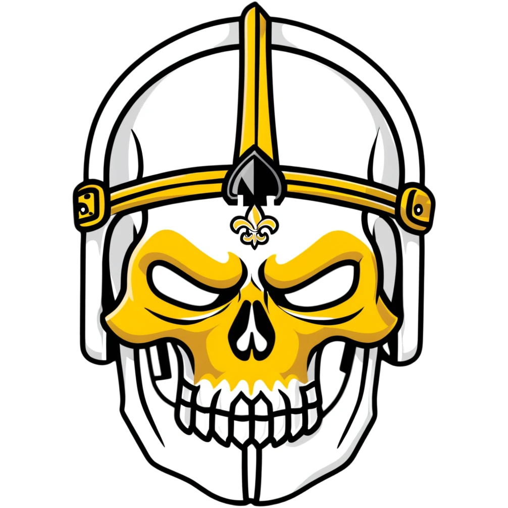 skull wearing New Orleans Saints helmet in black and gold emoji