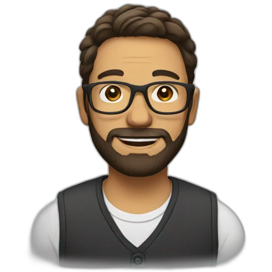 a man with glasses and a beard is wearing glasses emoji