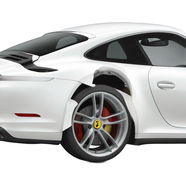 white new Porsche 911, view from the side  emoji