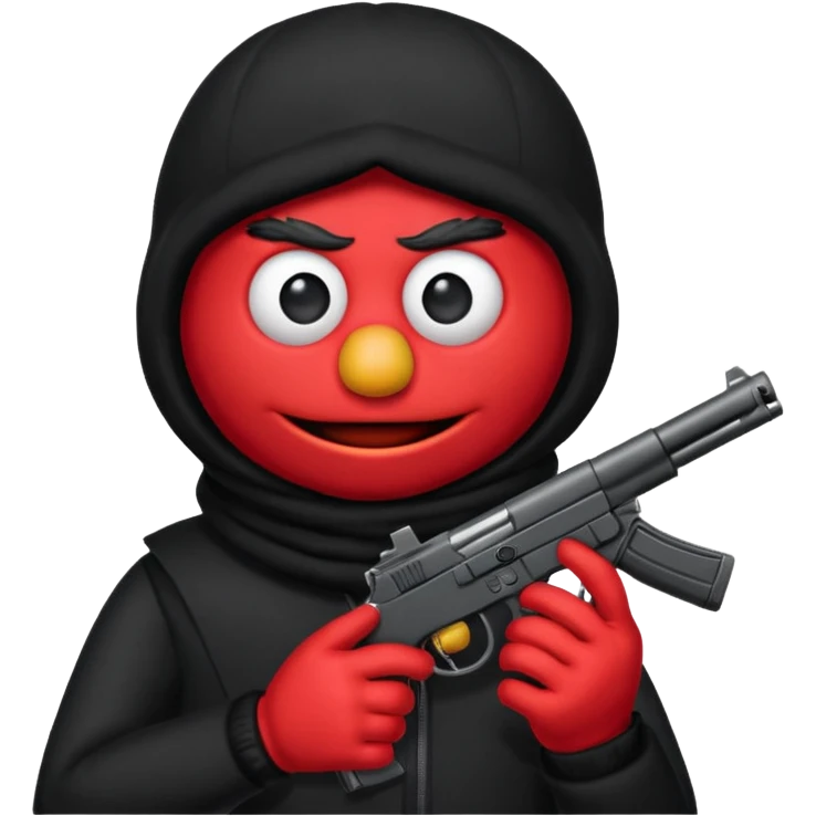 elmo with an gun and an black balaclava emoji