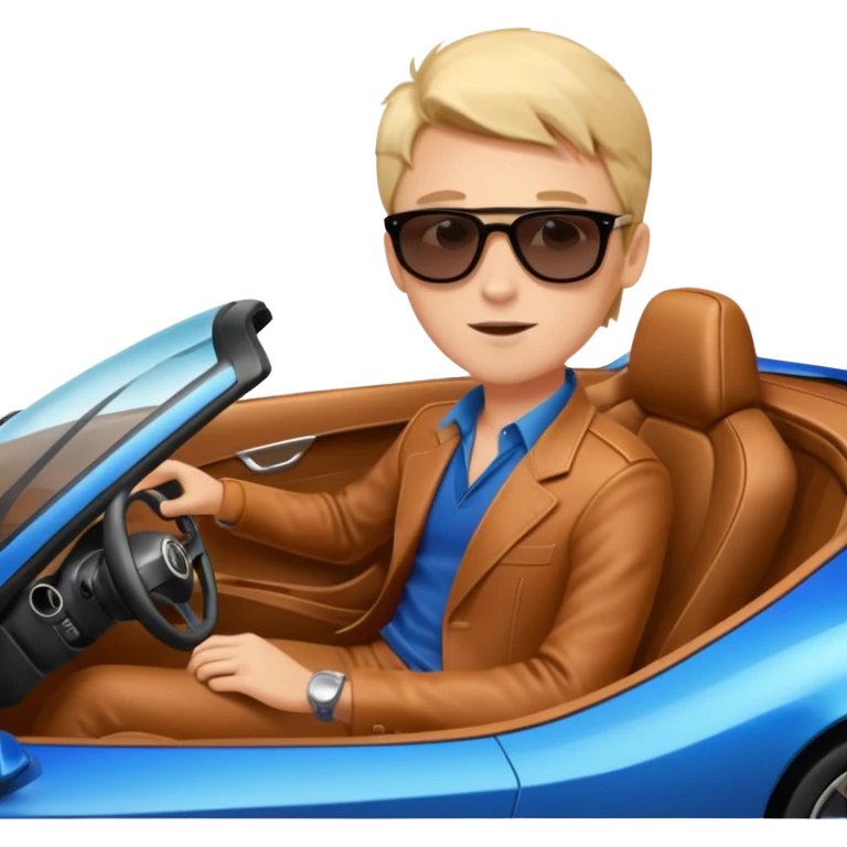 A rich boy in the super car going in speed  emoji