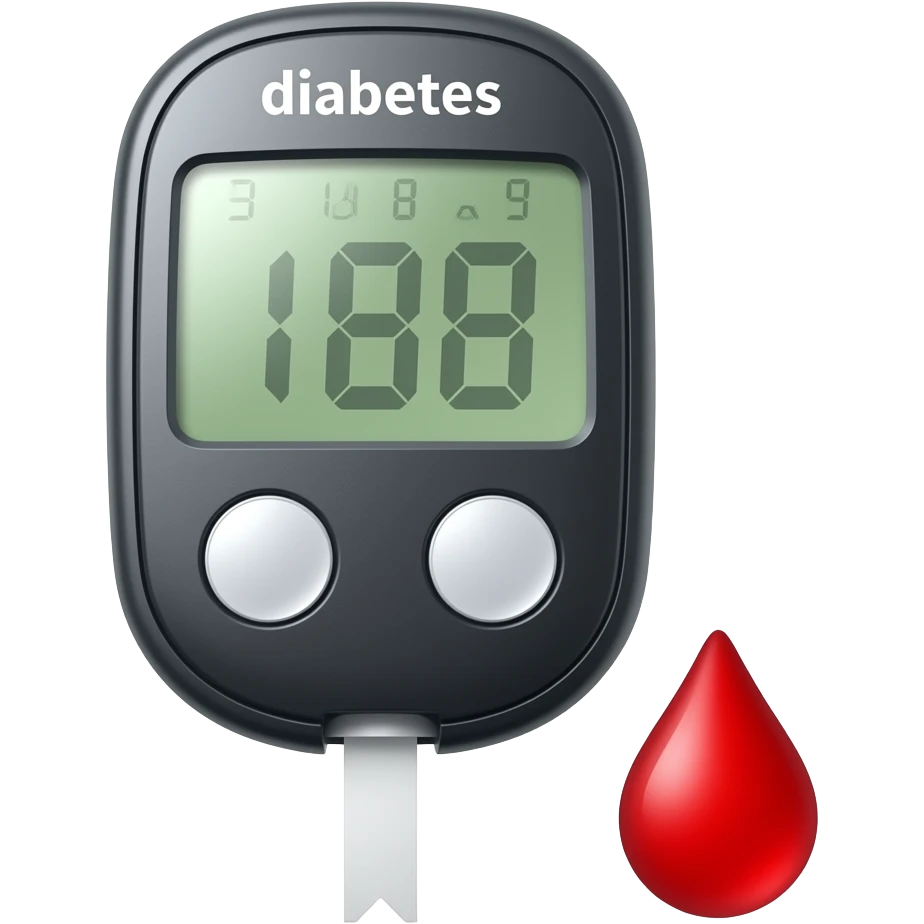 diabetes machine with droplet of blood emoji