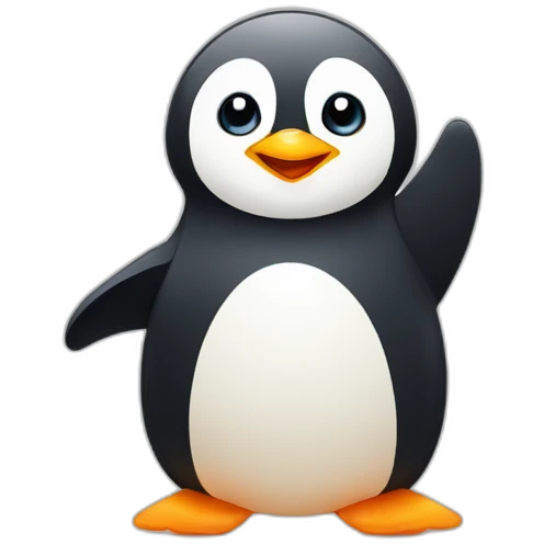 Penguin making a circle with both hands raised Cute illustration style emoji