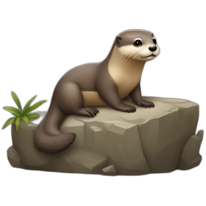 Loutre sur pierre emoji