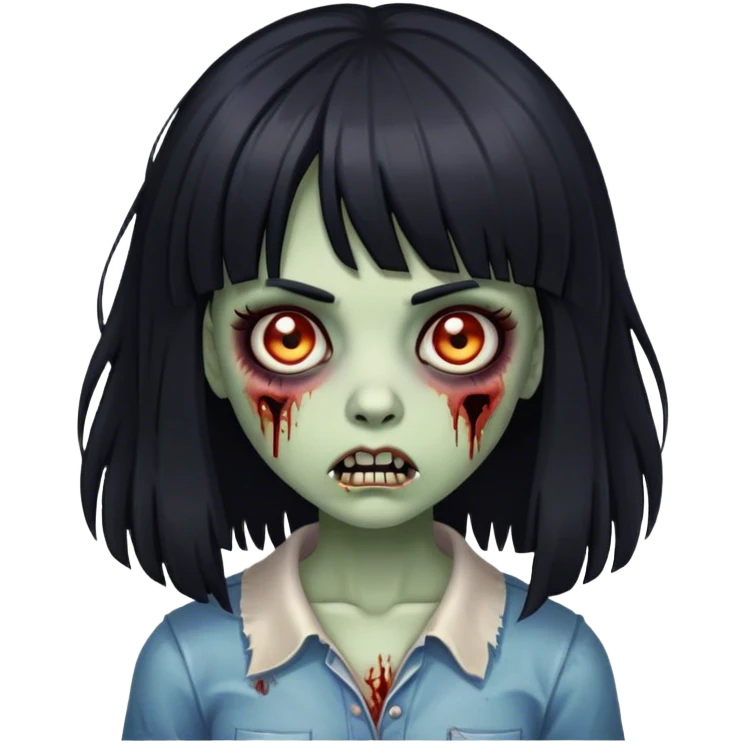 zombie girl with big black hair and bangs  emoji