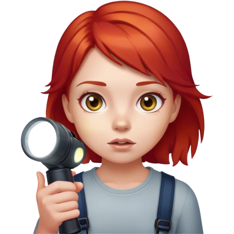curios girl with flashlight and red hair emoji