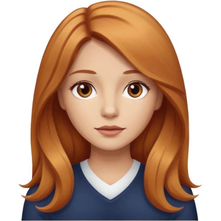 girlfriend with long dark strawberry blonde hair middle part with brown eyes emoji