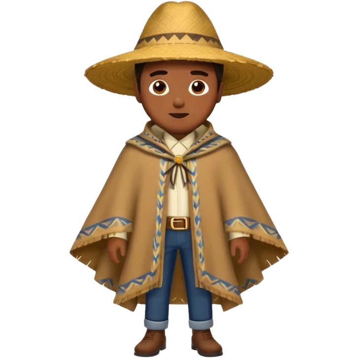 brown skin man with fashion pancho emoji