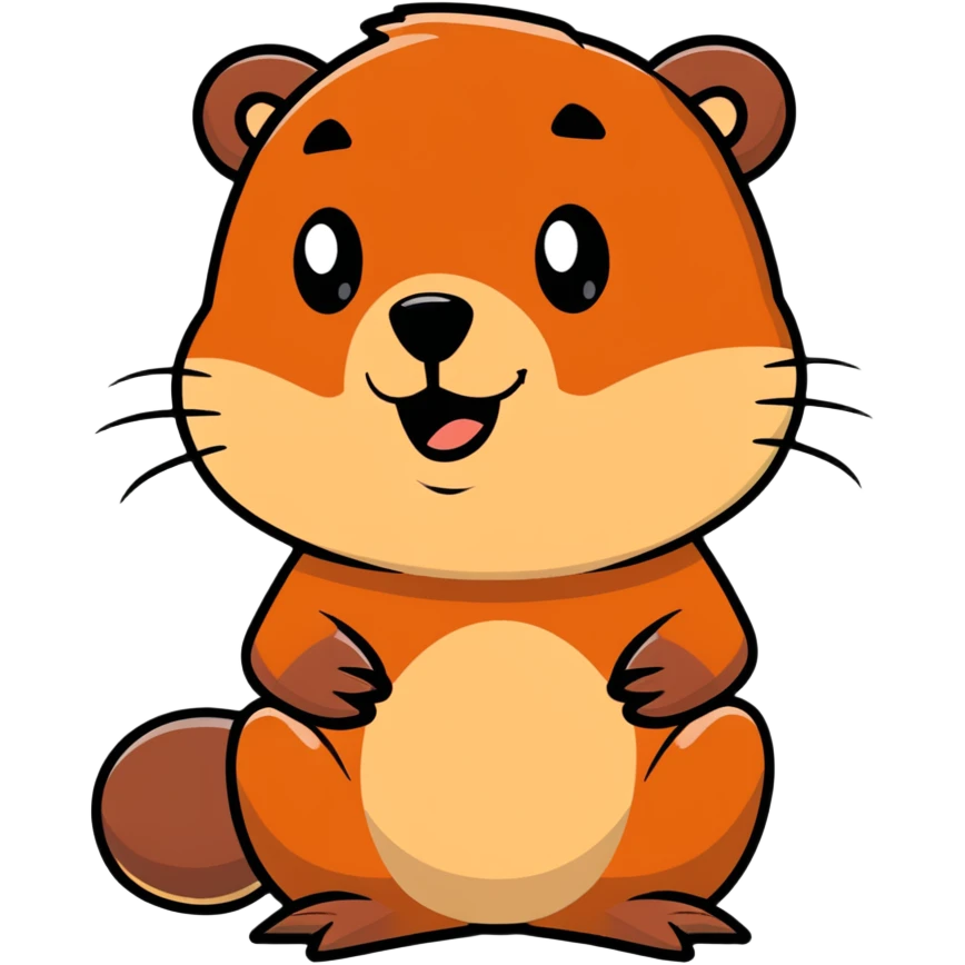 friendly cartoon beaver with flat tail emoji