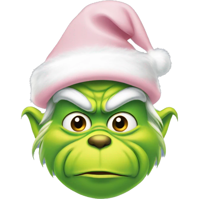 Grinch with a light pink santa hat emoji