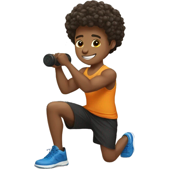 Boy doing curl in the gym emoji