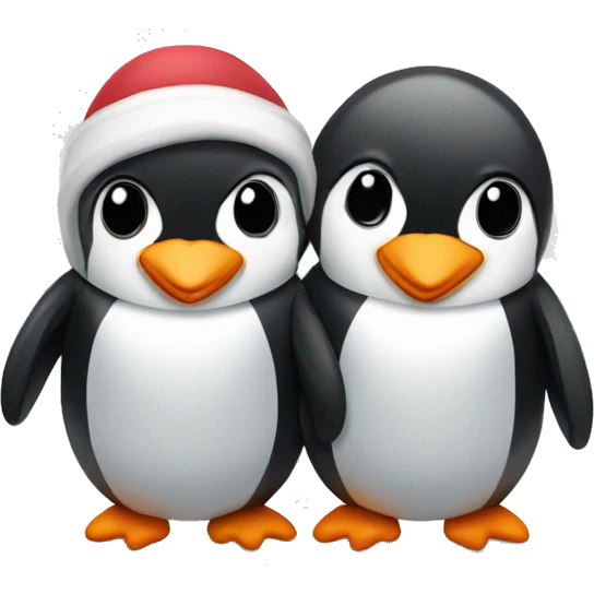 Penguin couple with heart emoji