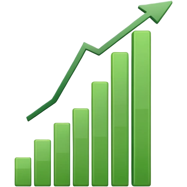 green bar chart decrease and percentage sign emoji