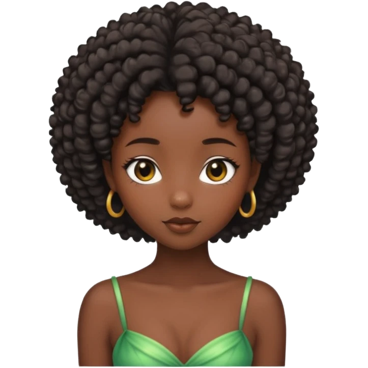 Black skin girl with short round coily hair fairy sexy  emoji