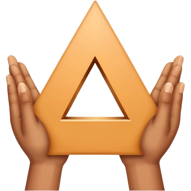 Similar to the heart hands emoji, this emoji should show a triangle created by the fingers of the hands where the two thumbs form the first side of the triangle and the remaining four fingers of each hand create one side each emoji