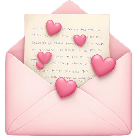 romantic letter with pastel pink hearts emoji