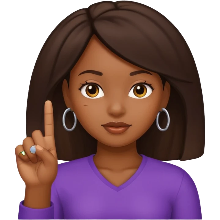 Black girl holding up just the middle finger emoji