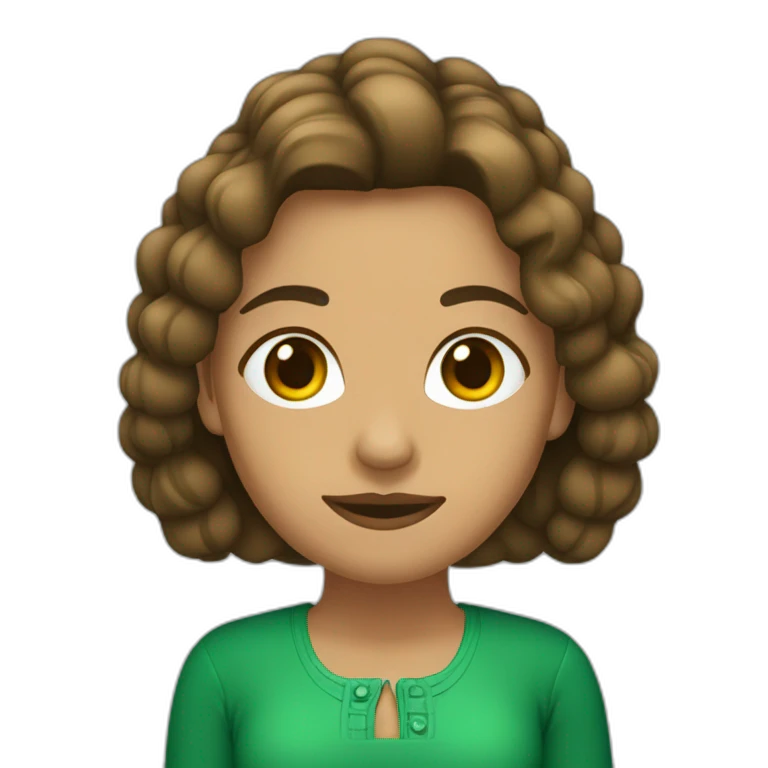 Mujer de 28 años con pelo castaño y ojos verdes emoji