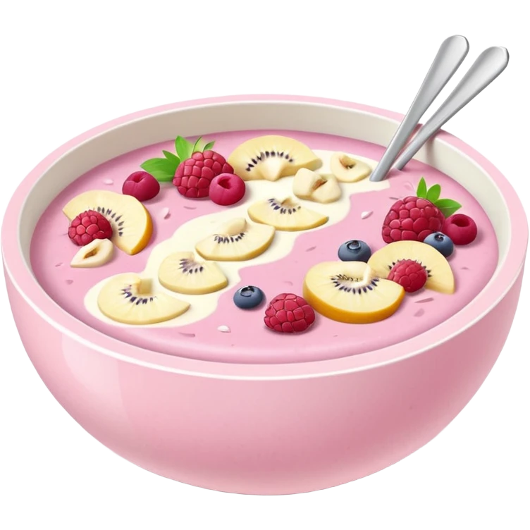 super realistic pastel pink and white smoothie bowl emoji