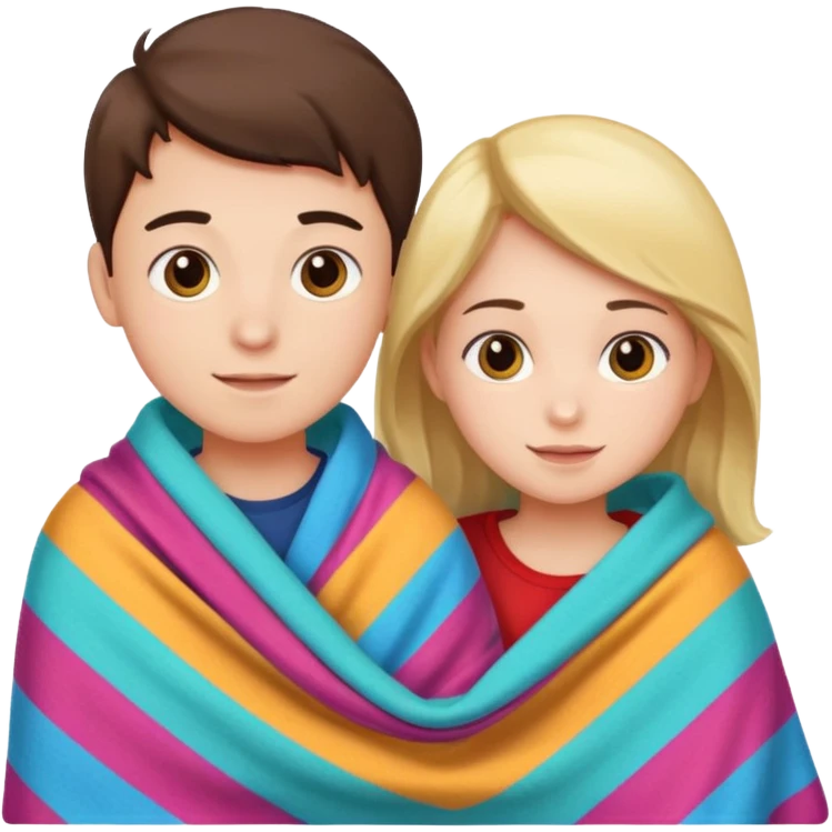 Boy and girl carrying blanket for sell emoji