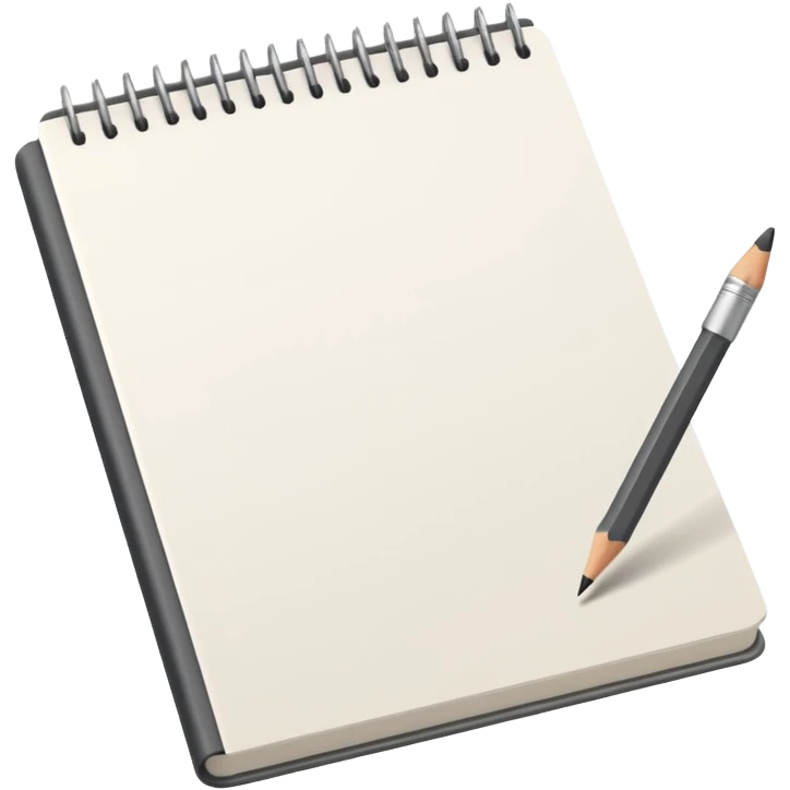 open sketchbook with a pencil above emoji