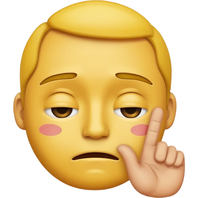 disappointed yellow face emoji with hand up eyes closed looking down  emoji