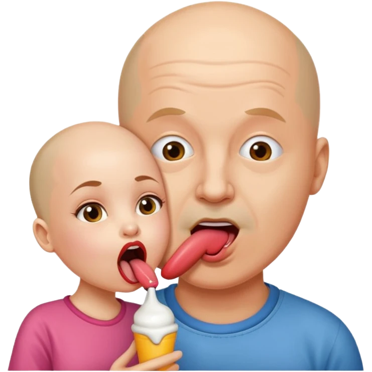 Bald man licking tounge od young girl  emoji