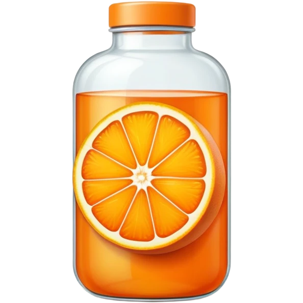 Vitamin C supplement bottle with orange slice emoji