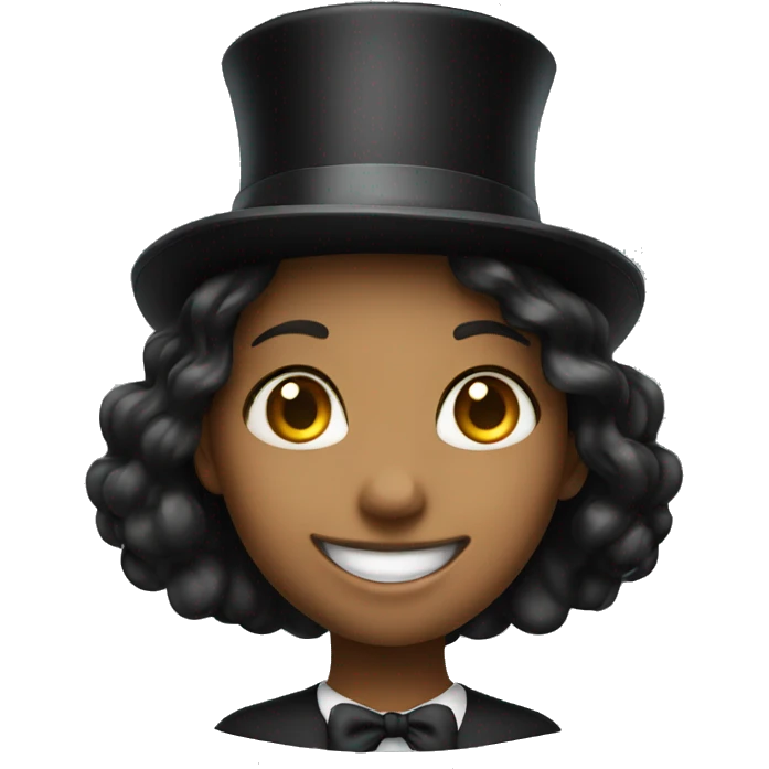 smiling girl in top hat emoji