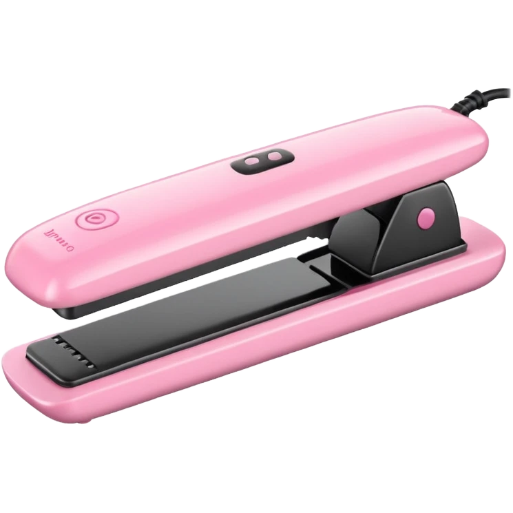 A baby pink  Hair straightener in iOS emoji style, 3D icon, plastic texture, soft reflection, minimalist design. emoji