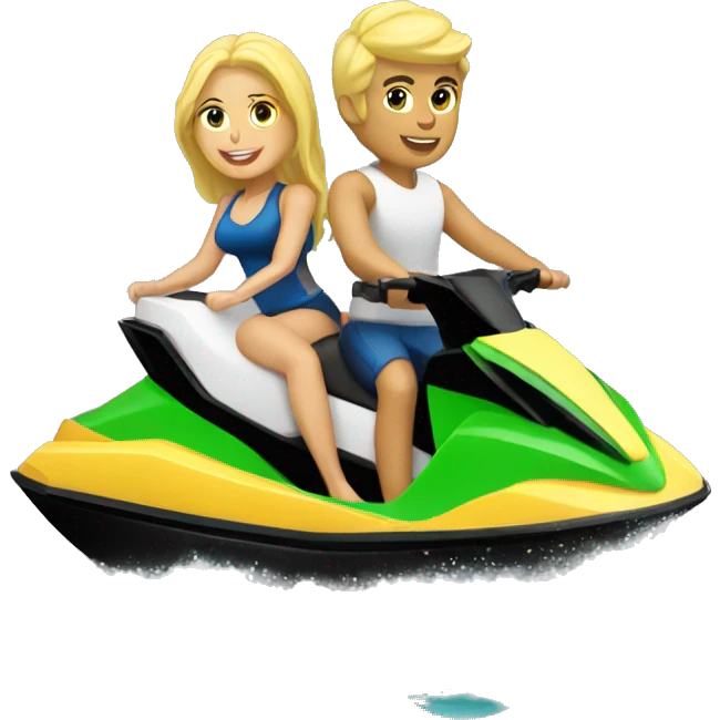 blonde male an female riding jetski emoji