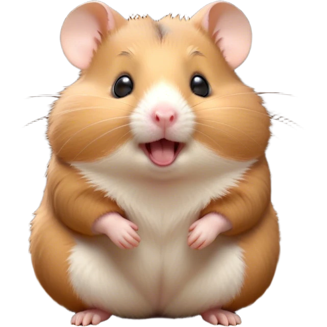 Cinematic Cute Yawning Brown Hamster Portrait Emoji, Head tilted slightly with a dramatic, wide-open yawn, showcasing a smooth, rich brown coat with tiny droopy ears, round dark eyes barely open in drowsy contentment, Simplified yet irresistibly adorable features, highly detailed, glowing with a soft, cozy glow, high shine, relaxed yet expressive, stylized with a touch of whimsy, bright and endearing, soft glowing outline, capturing the essence of a sleepy yet affectionate hamster, so drowsy it feels like it could stretch out of the screen and curl up for a nap! emoji