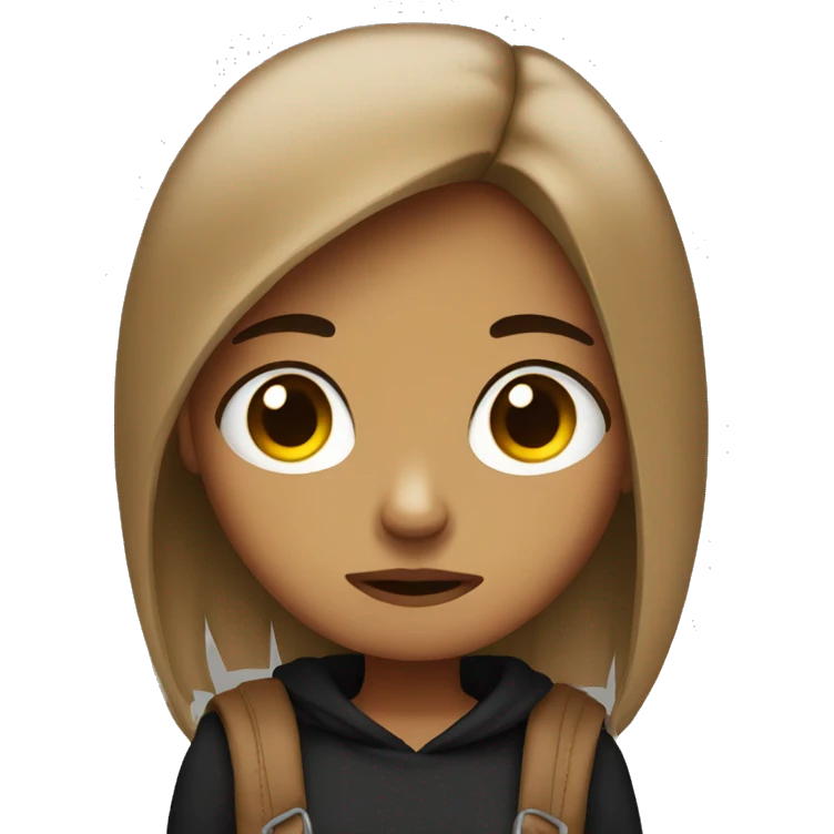 brown emo girl looking disappointed emoji