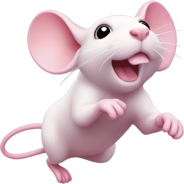 a pink rat flying away emoji