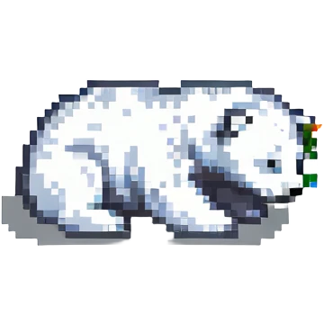 pixel art baby polar bear lying down, adorable emoji