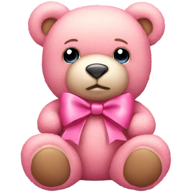 Pink teddy bear with bow emoji