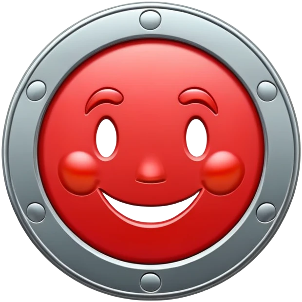 Red token or coin with a capital letter T and a smiling face emoji