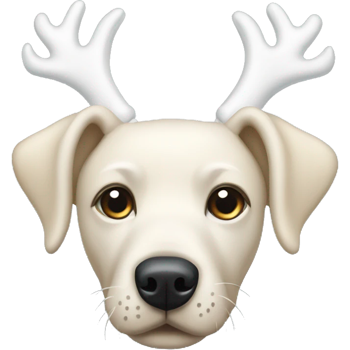 White Labrador wearing antlers dark blue emoji