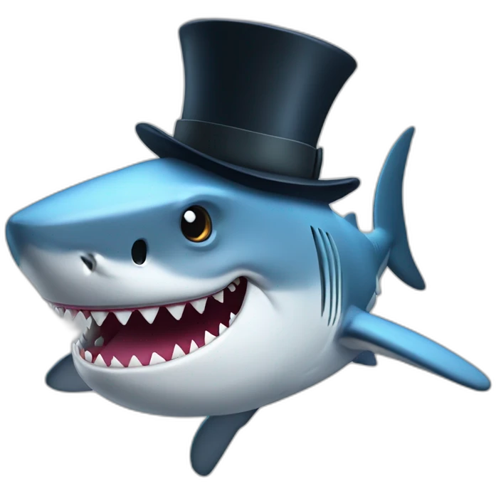 Shark with a top hat emoji